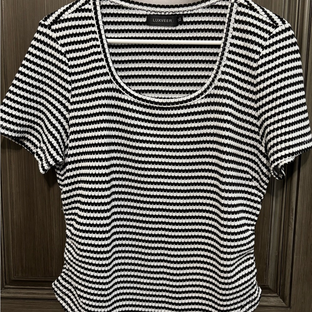 Black and White Striped Women's Top